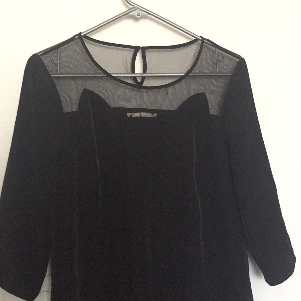 H&M divided | Peplum dress black midi three quarter sleeves